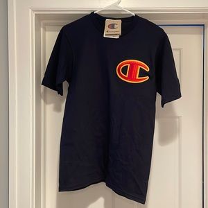Champion Big C T-Shirt Short Sleeve 90's Vintage Crew Men's Large Black Red Logo